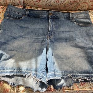 Woman’s size 20 distressed jean shorts.